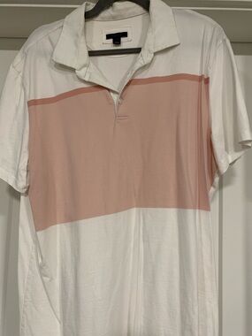 RW&CO. White Polo with Blush Pink Chest Panel